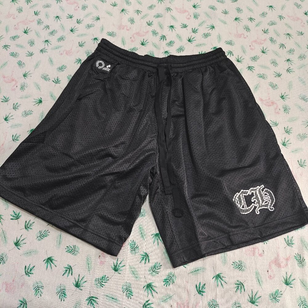 Chrome Hearts Black Mesh Athletic Shorts with Embroidered Logo